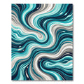 Fluid Teal and Navy Abstract Swirl Rug