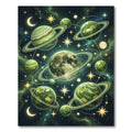 Green Celestial Wonder Planets Rug