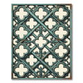 Distressed Teal Gothic Trellis Lattice Rug