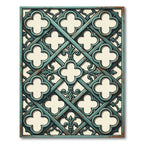Distressed Teal Gothic Trellis Lattice Rug