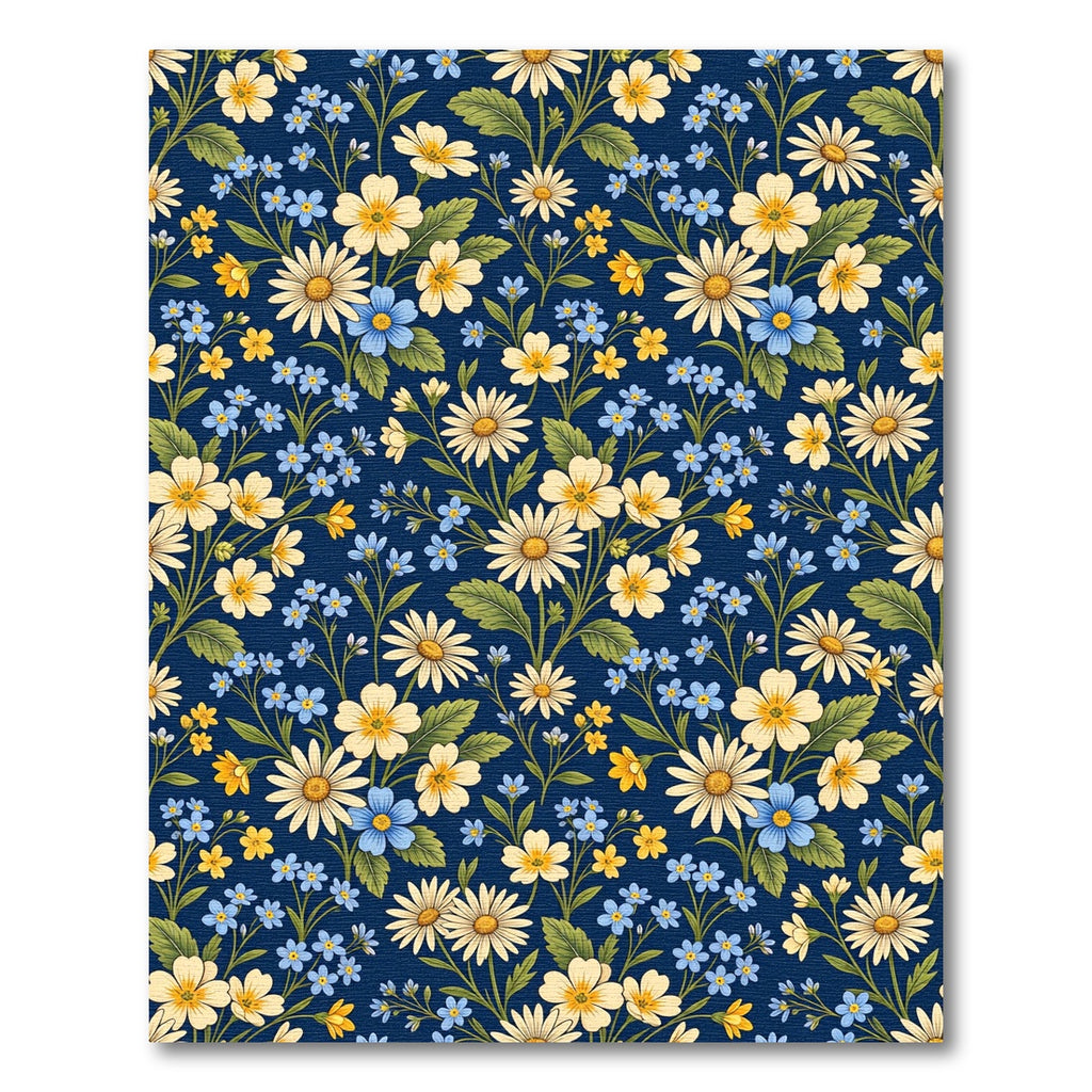 Midnight Daisy and Primrose Garden Floral Rug