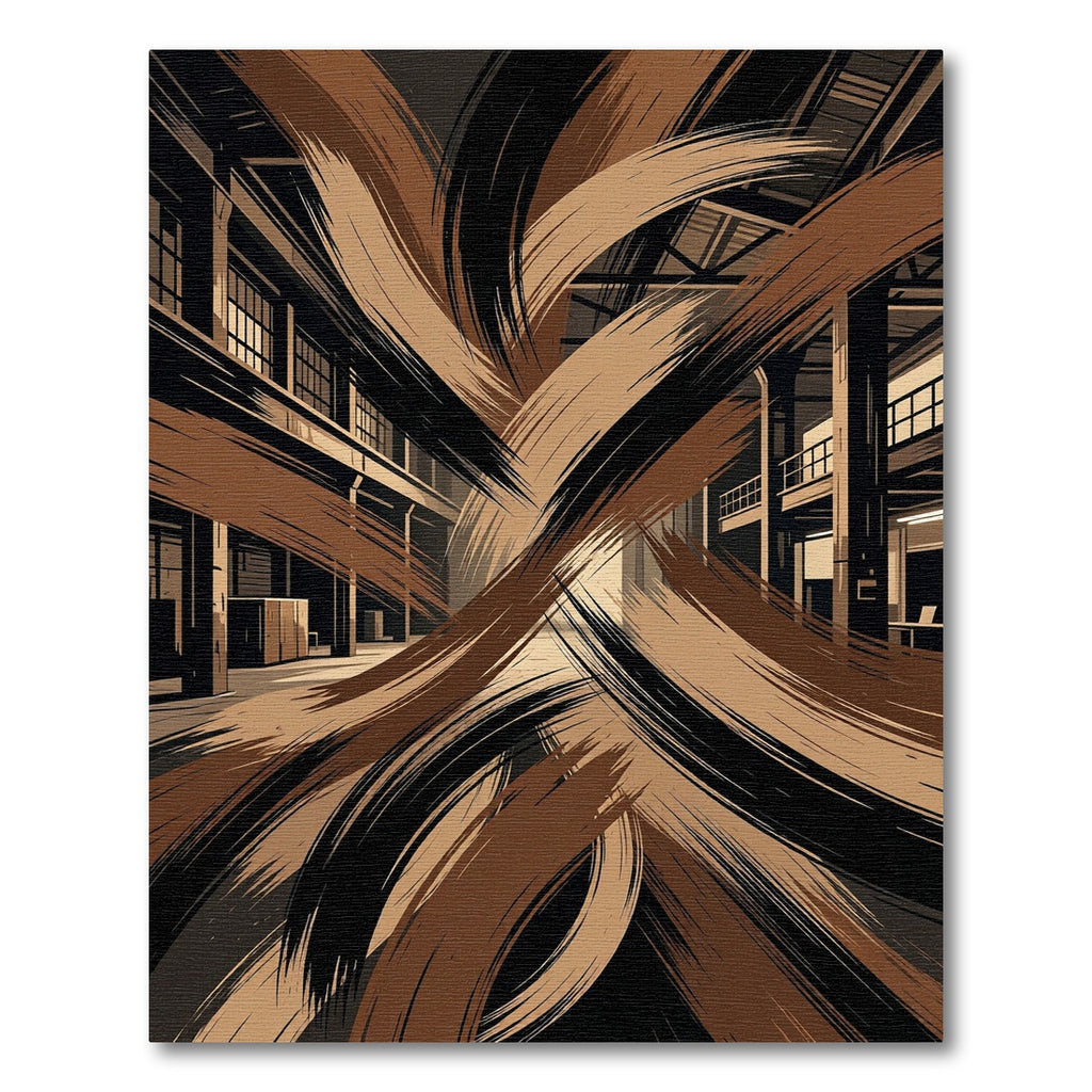 Abstract Bronze Swirl Industrial Area Rug