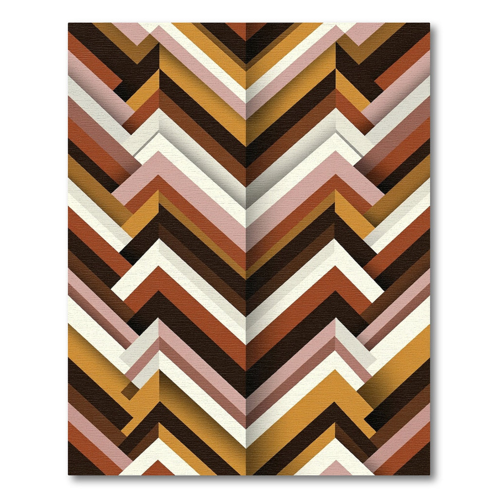 Warm Earthy Chevron Geometric Layers Rug