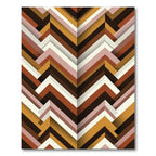 Warm Earthy Chevron Geometric Layers Rug