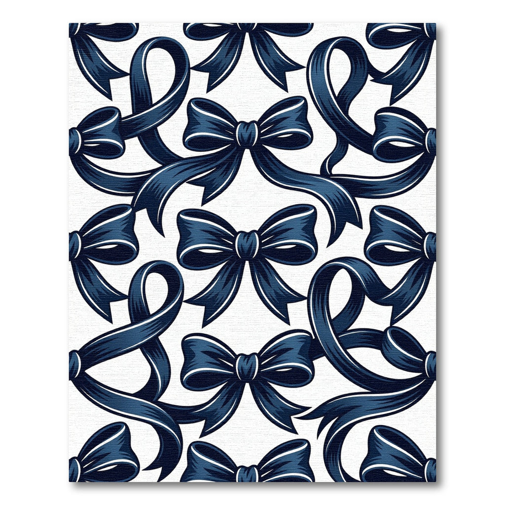 Elegant Navy Blue Bow Ribbon Repeat Rug