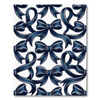 Elegant Navy Blue Bow Ribbon Repeat Rug