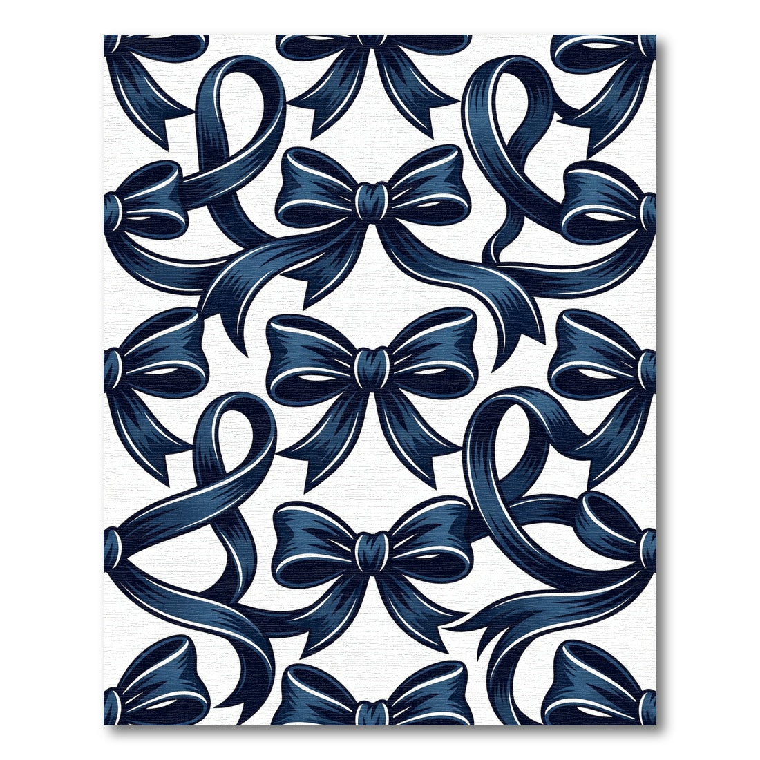 Elegant Navy Blue Bow Ribbon Repeat Rug