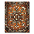 Ornate Burnt Orange Floral Scroll Tapestry Rug