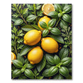 Vibrant Lemon and Herb Botanical Art Rug