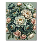 Emerald and Blush Floral Bouquet Rug