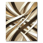 Cream Brown Gold Ribbon Weave Rug