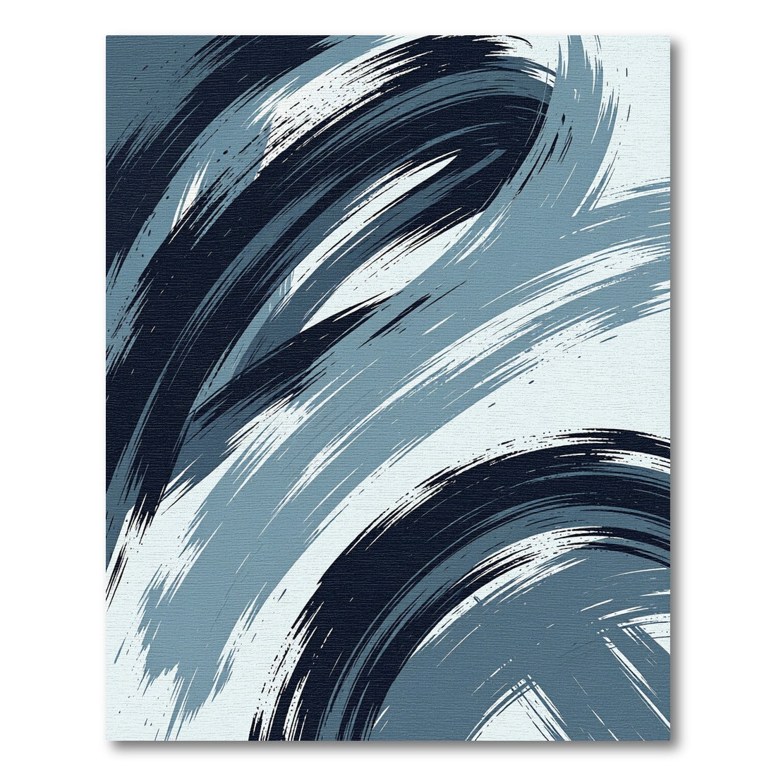Modern Navy Blue Abstract Swirl Brushstroke Rug