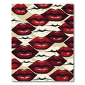 Bold Crimson Lips Pop Art Arrangement Rug