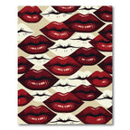 Bold Crimson Lips Pop Art Arrangement Rug