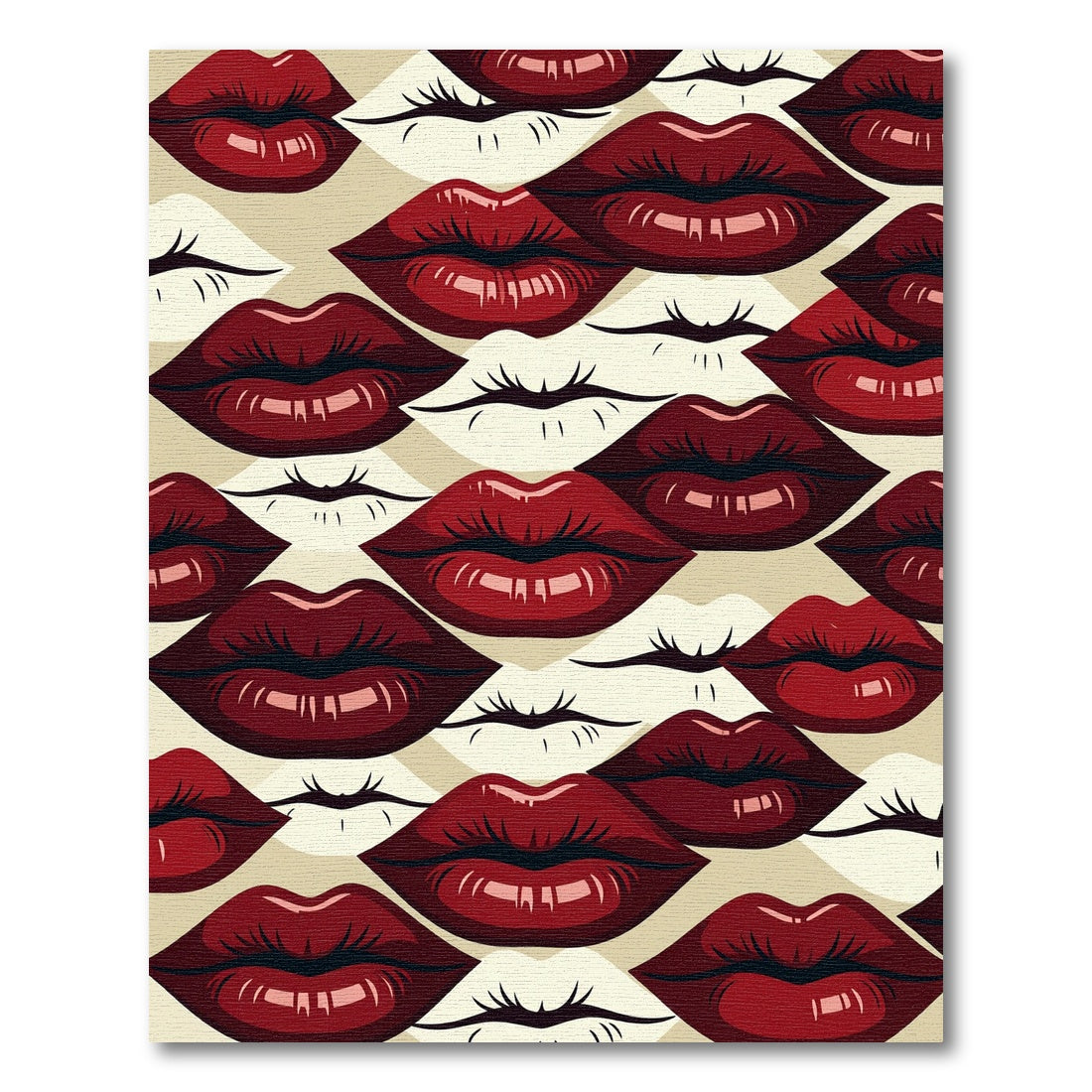 Bold Crimson Lips Pop Art Arrangement Rug