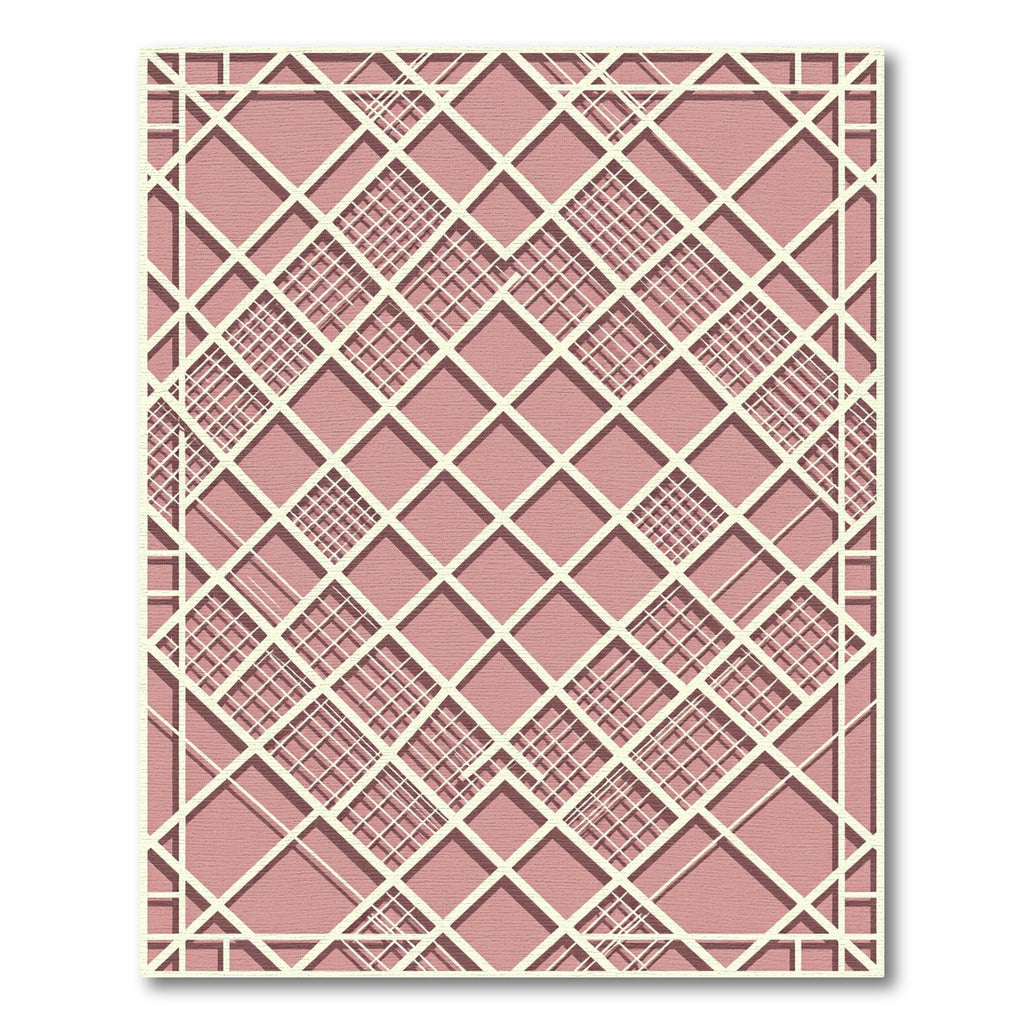 Modern Blush Lattice Geometric Grid Rug