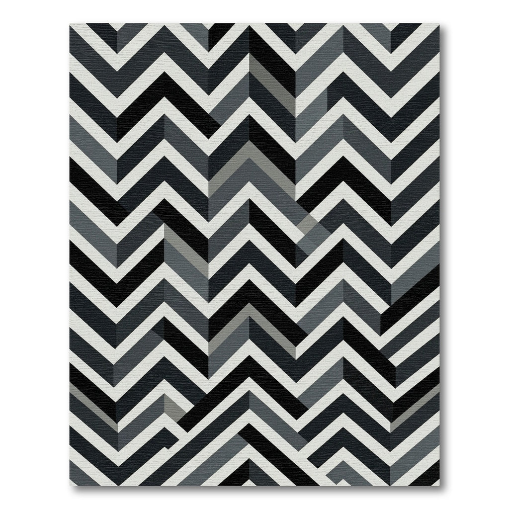 Monochrome Geometric Zigzag Optical Illusion Rug