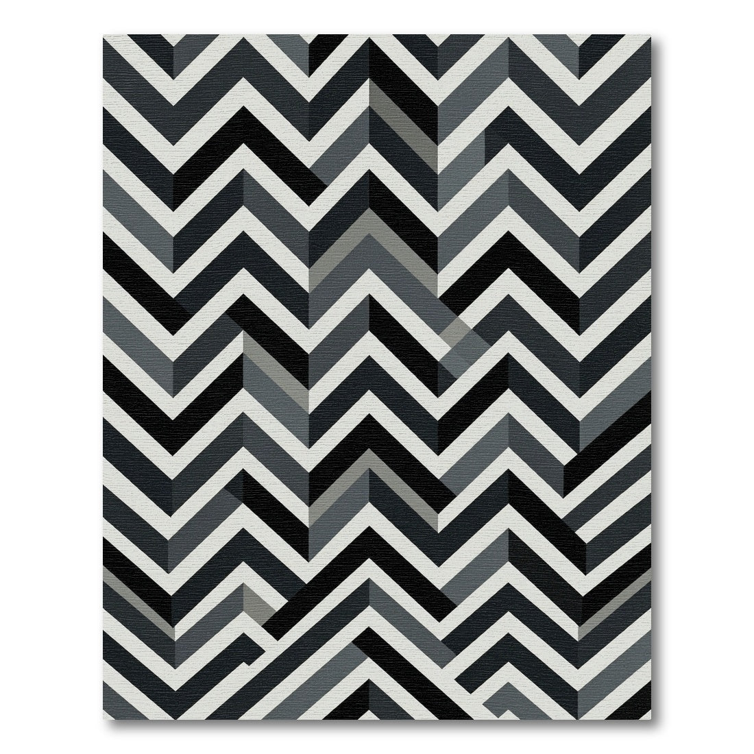 Monochrome Geometric Zigzag Optical Illusion Rug