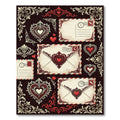 Antique Red Floral Heart Ornate Border Rug