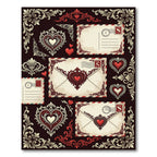 Antique Red Floral Heart Ornate Border Rug