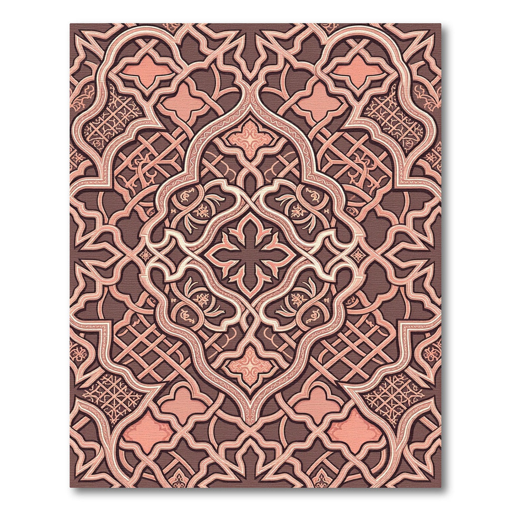 Ornate Rose Gold Geometric Interlace Rug