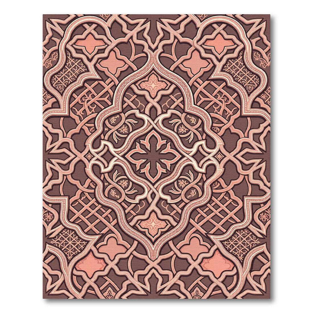 Ornate Rose Gold Geometric Interlace Rug