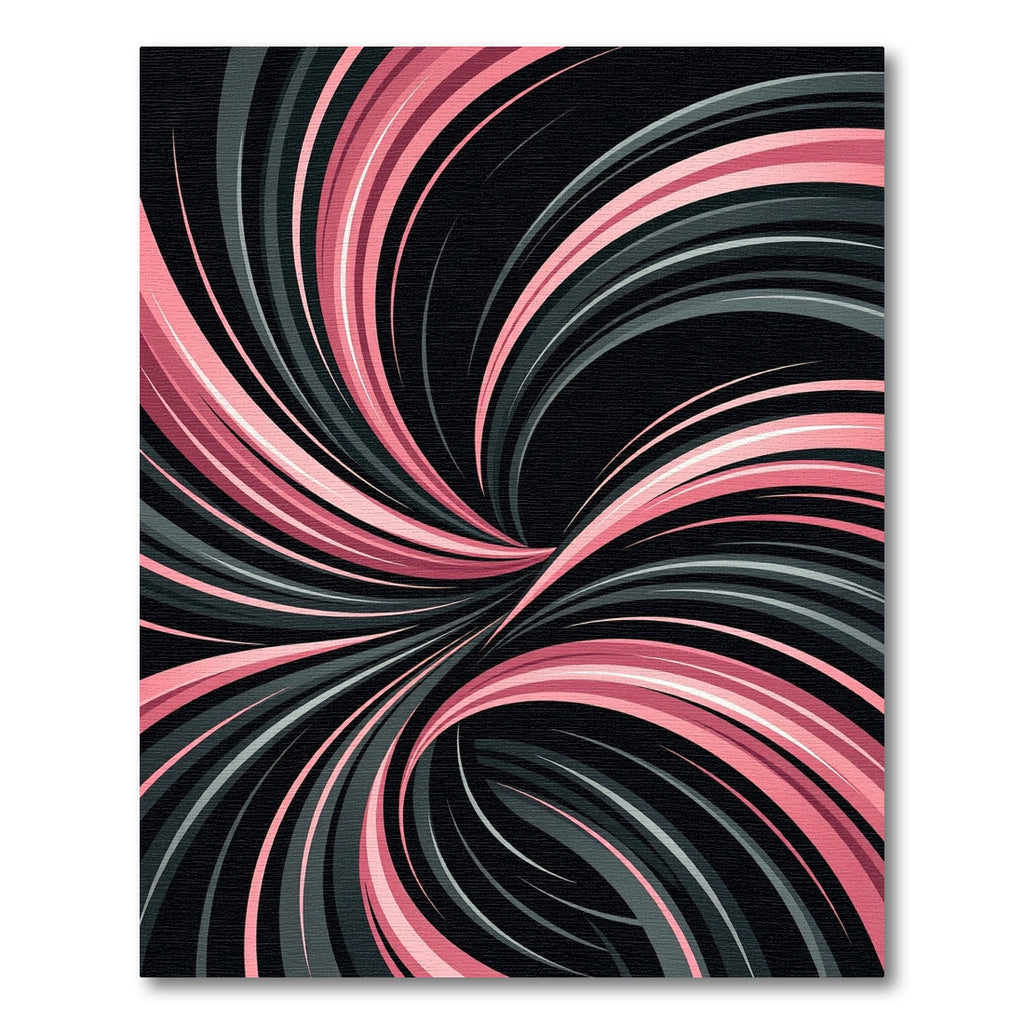 Modern Pink and Gray Swirling Abstract Rug