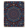 Crimson Blue Lotus Star Mandala Rug