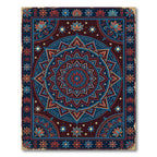 Crimson Blue Lotus Star Mandala Rug