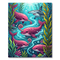 Vibrant Pink Narwhal Ocean Scene Rug