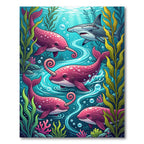 Vibrant Pink Narwhal Ocean Scene Rug