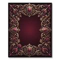 Ornate Red and Gold Crest Flourish Rug