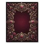 Ornate Red and Gold Crest Flourish Rug