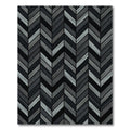 Deep Charcoal Gray Herringbone Strokes Rug
