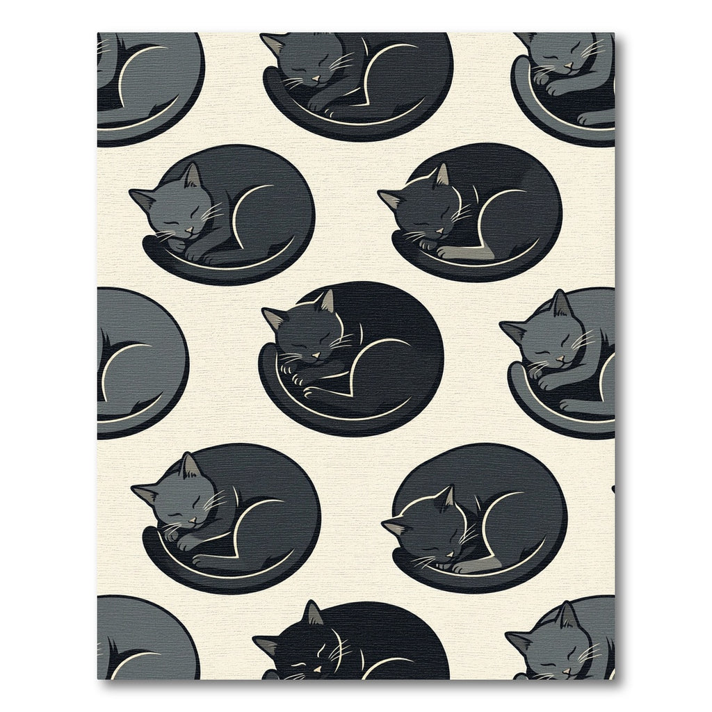 Minimalist Sleeping Black Cat Crescent Rug