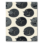 Minimalist Sleeping Black Cat Crescent Rug