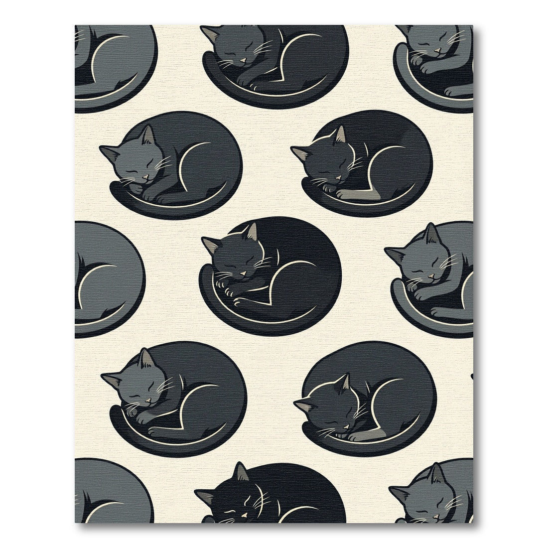 Minimalist Sleeping Black Cat Crescent Rug