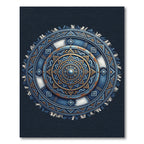 Distressed Denim Blue Mandala Medallion Rug