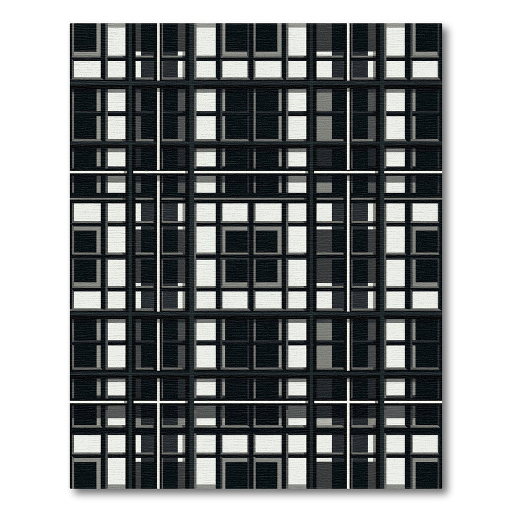 Monochrome Grid Crossing Cubes Rug