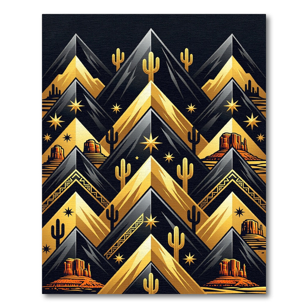 Golden Desert Mountain Abstract Rug