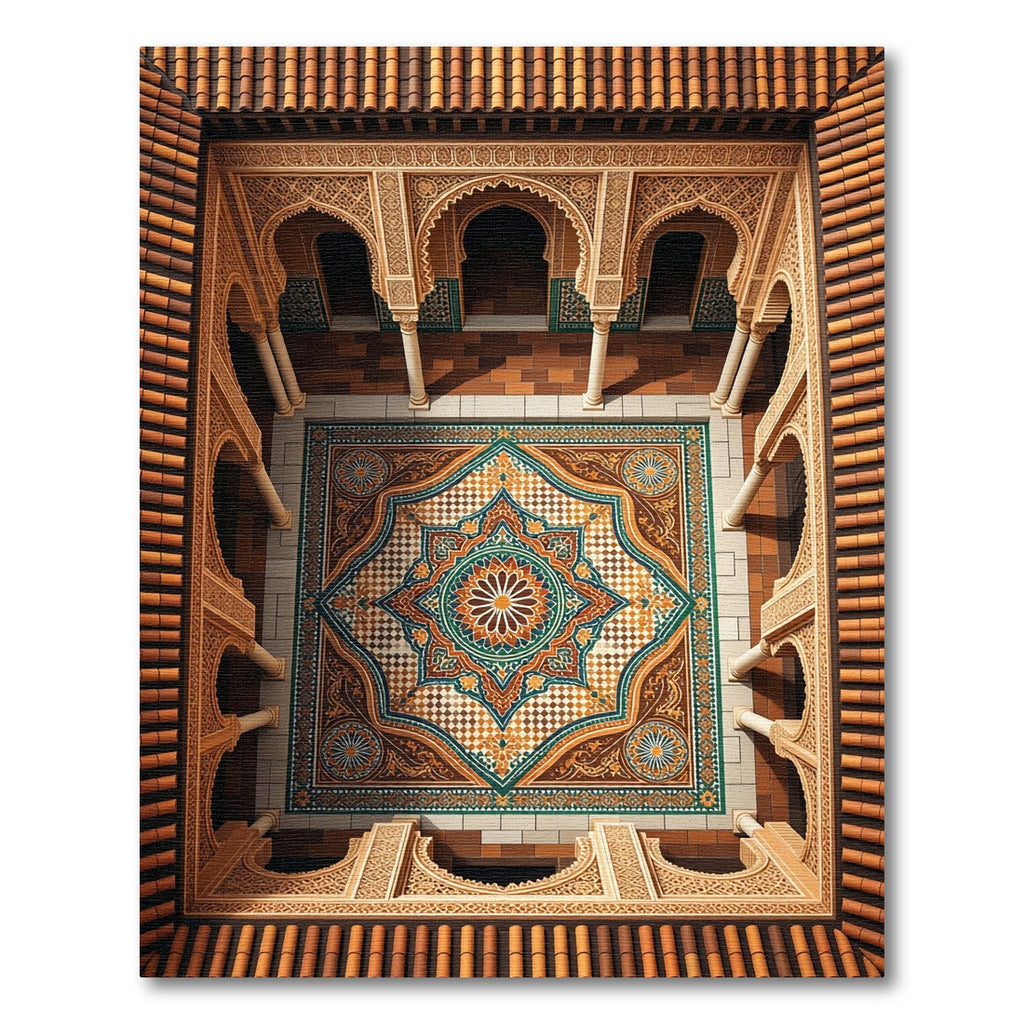 Intricate Geometric Medallion Earthy Tones Rug