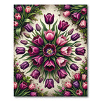 Vibrant Magenta Tulip Medallion Floral Rug