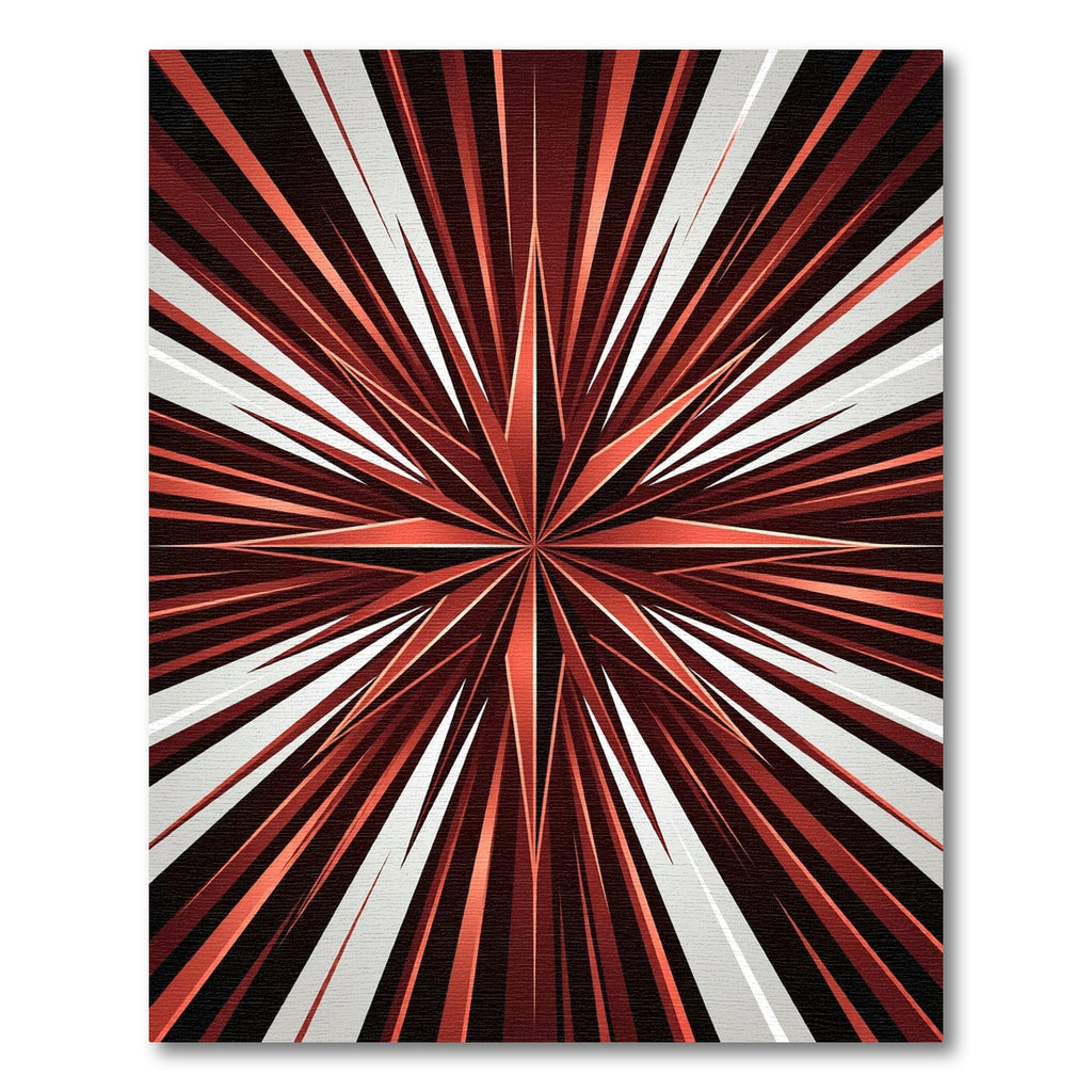 Crimson Starburst Radial Stripes Rug