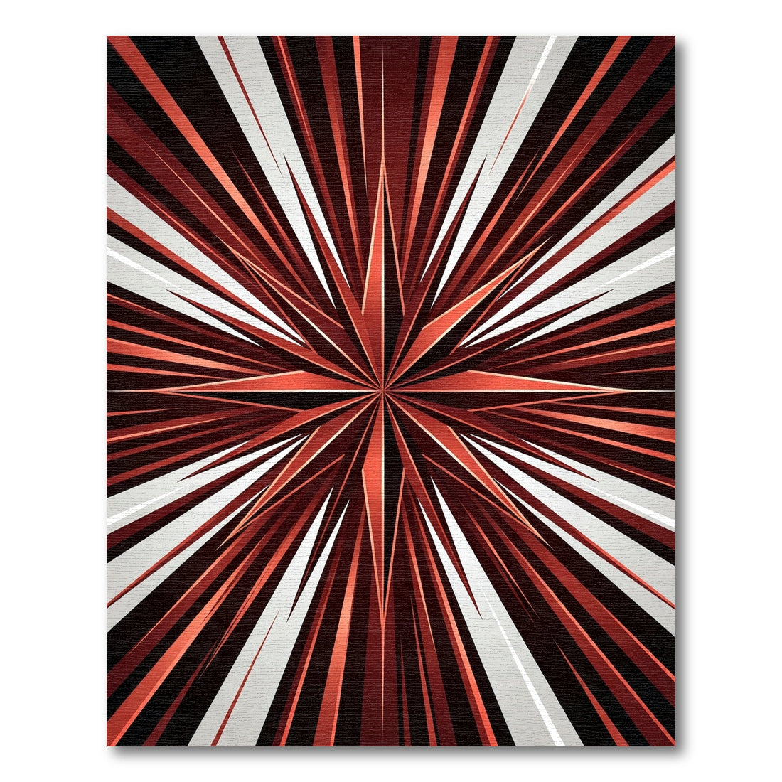 Crimson Starburst Radial Stripes Rug