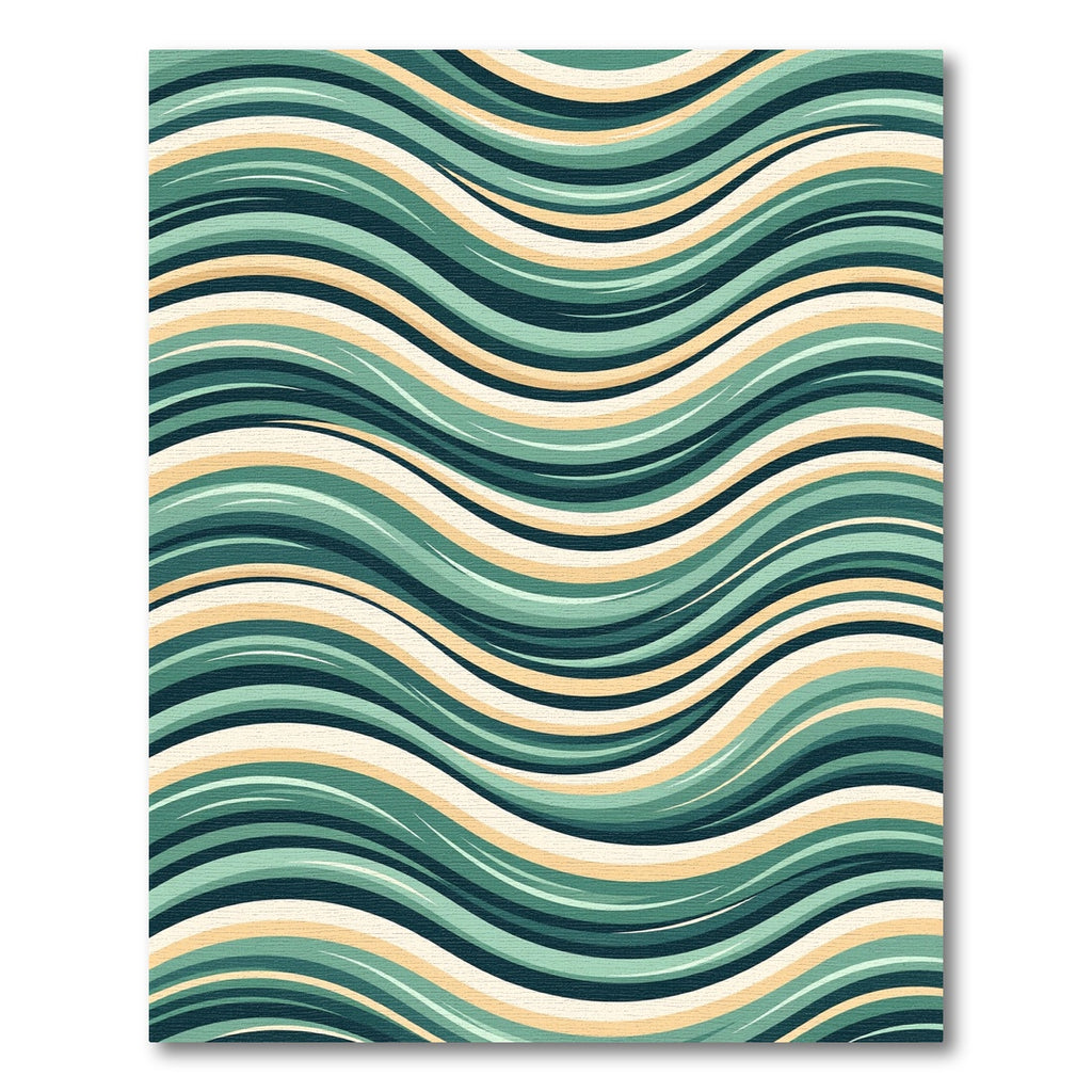 Teal Yellow Cream Flowing Lines Rug