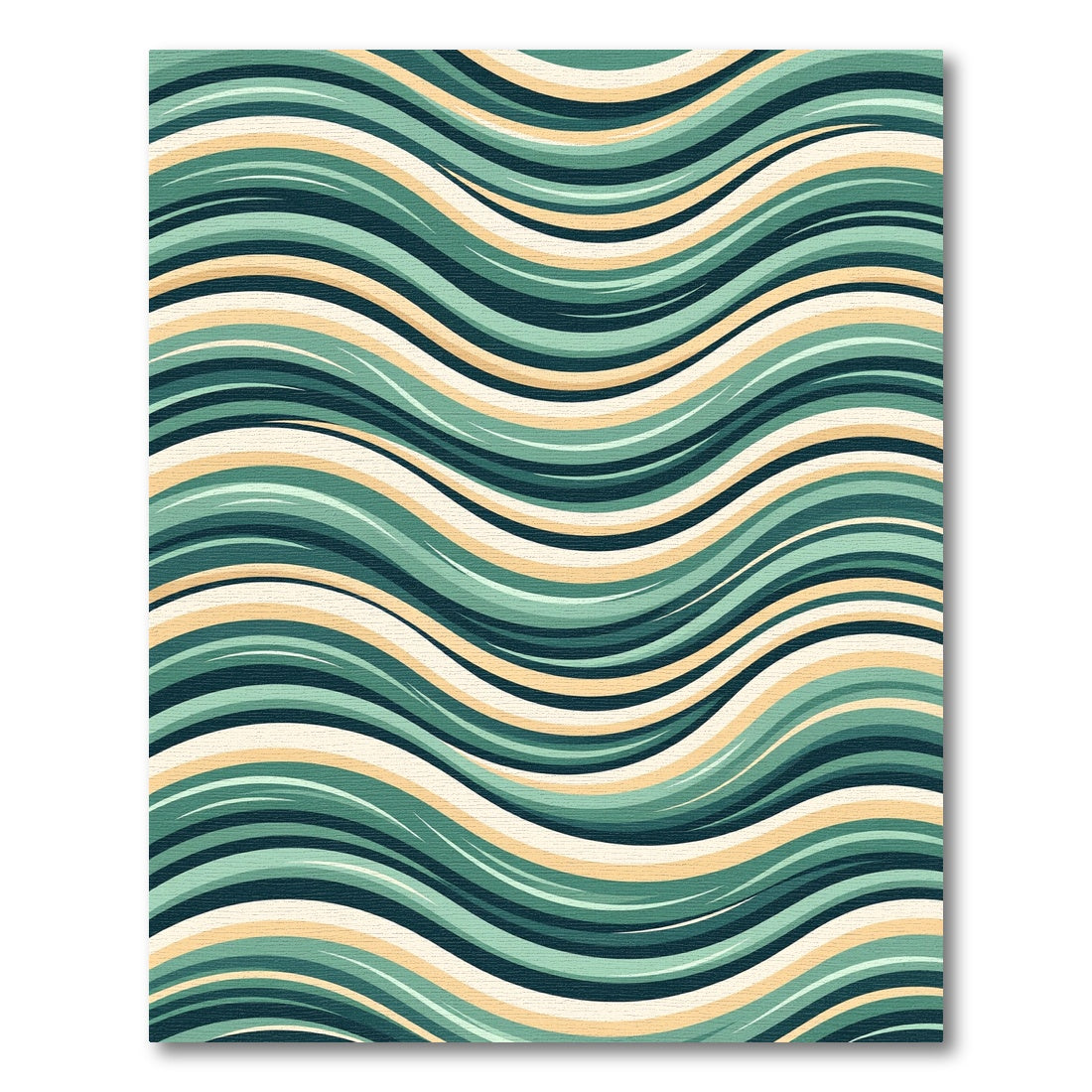 Teal Yellow Cream Flowing Lines Rug
