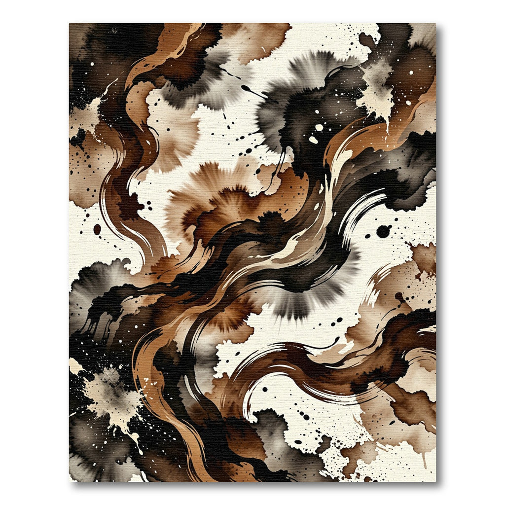 Earthy Tones Ink Swirl Composition Rug