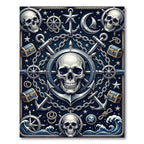 Gothic Nautical Skull Anchor Navy Rug