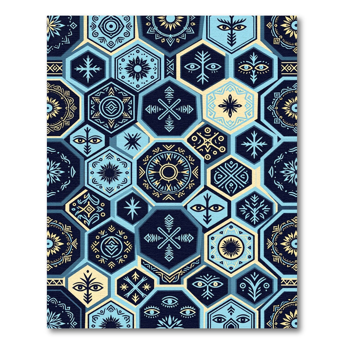 Navajo Inspired Geometric Hexagon Collage Rug
