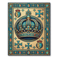 Royal Turquoise Crown Mosaic Emblem Rug